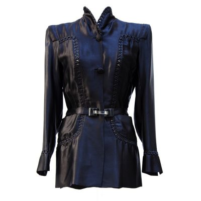 Nina Ricci haute-couture : Veste longue en satin de soie noire