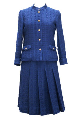 Chanel haute couture : Tailleur en tweed bleu